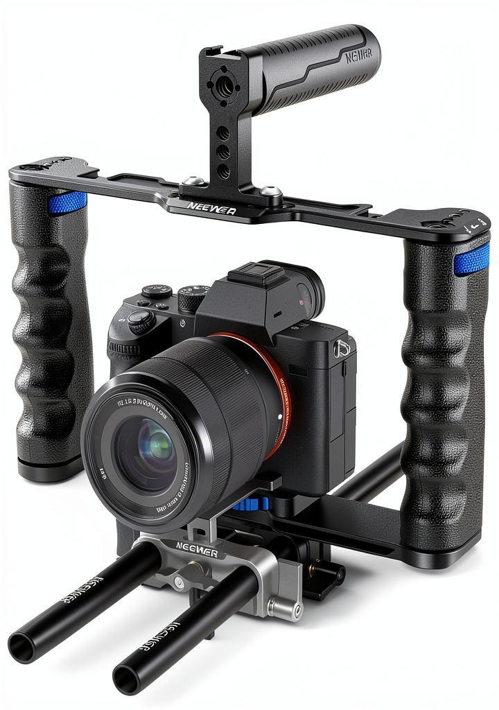 Neewer camera cage with Canon EOS 90D camera