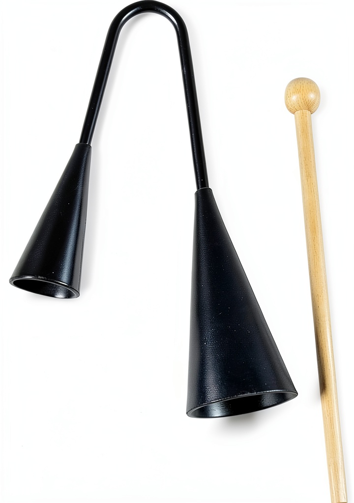 Installing VICASKY Agogo Bell Musical Instrument for Kids on a wooden desk