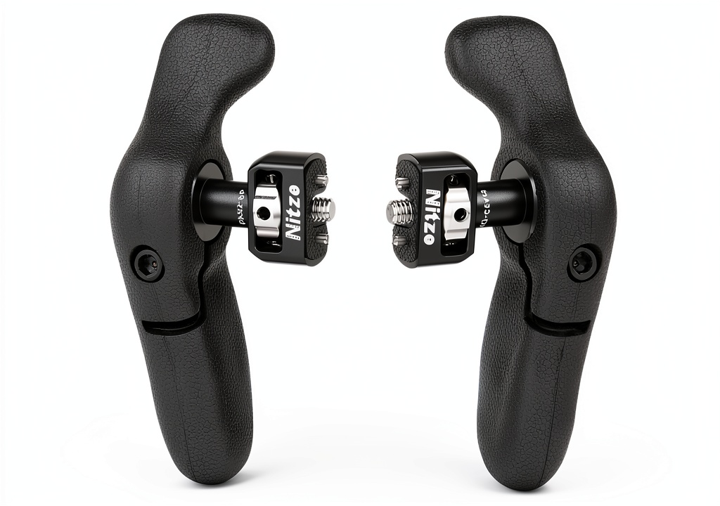 Nitze PA32D side handle attached to a smartphone cage on a handheld gimbal