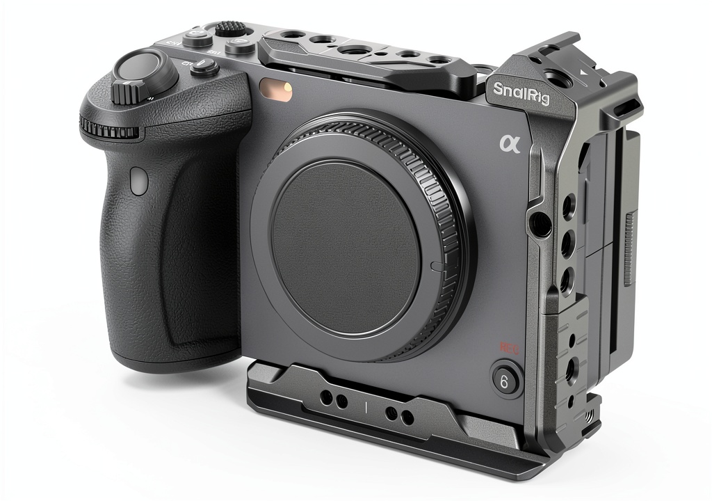 SmallRig HawkLock half cage mounted on a Sony FX3 with accessories