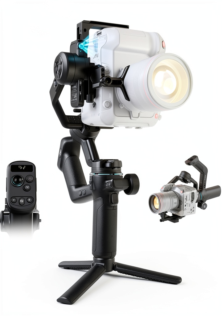 Feiyu SCORP-C2 gimbal with DSLR on a studio set
