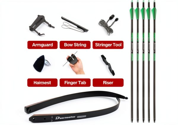 Deerseeker Outdoor Recurve Bow 30lb Right Hand Black Fiberglass-3