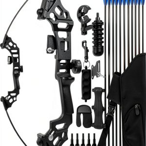 SERfawnCH Recurve Bow 51in Black Aluminum Carbon Fiber 35lb Draw-0
