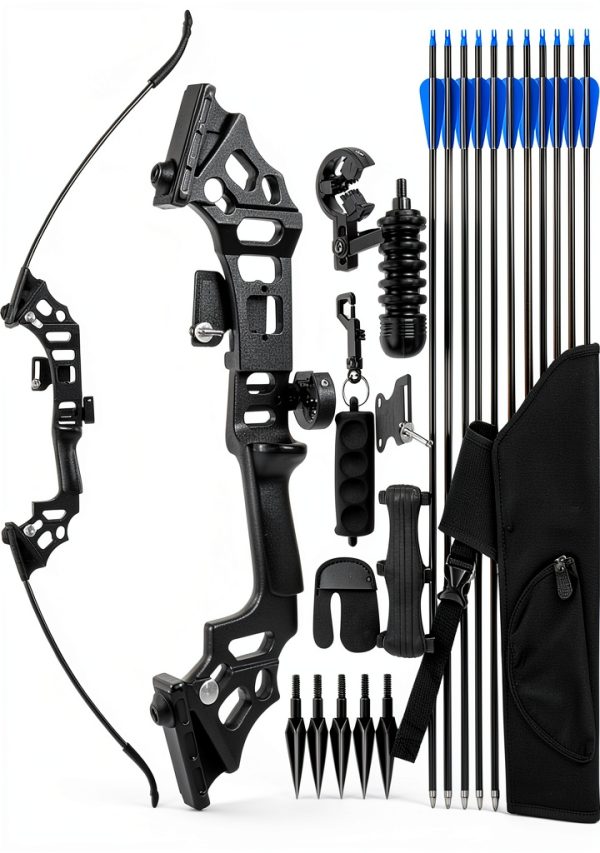 SERfawnCH Recurve Bow 51in Black Aluminum Carbon Fiber 35lb Draw-0